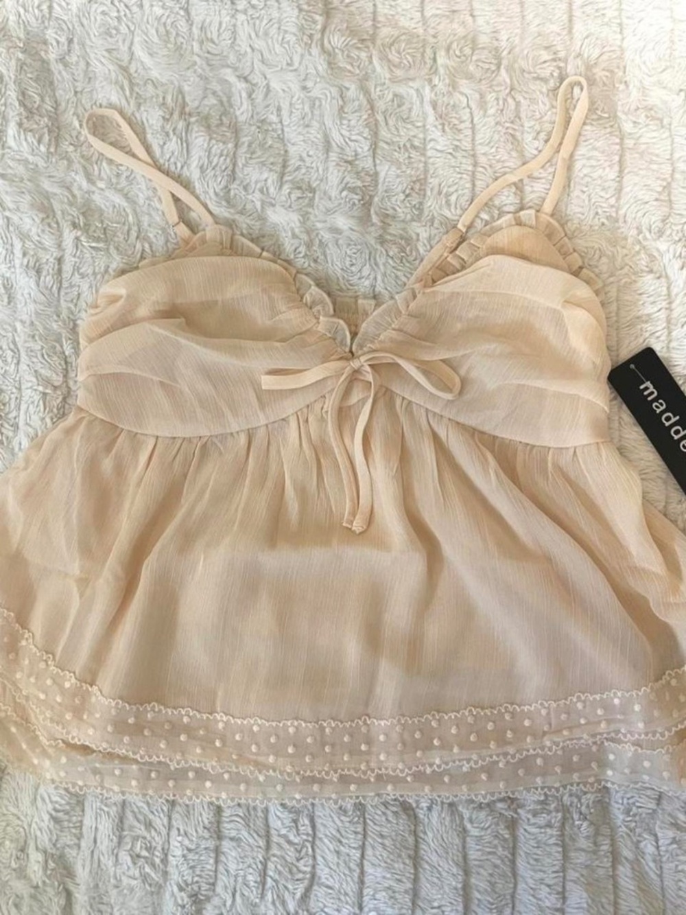 NWT Madden Girl Blush Pink Babydoll Cami Top Size Large Coquette Fairycore NWT